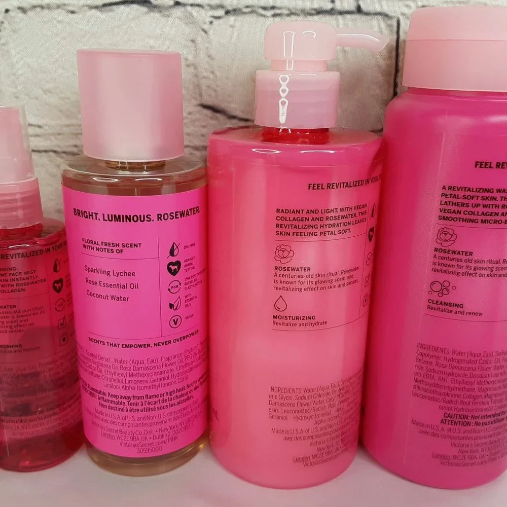 VICTORIA'S SECRET PINK ROSEWATER REVITALIZE BODY CARE 5-PIECE SET NEW - Picture 8 of 16